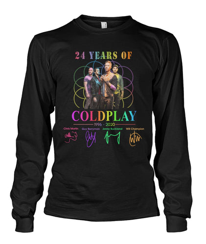 24 Years Of Coldplay Black T-Shirt Unisex Long Sleeve