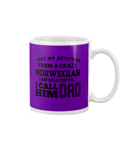 Load image into Gallery viewer, Attitude From Crazy Norwegian Dad Norway Love T-Shirt For Dad Mug