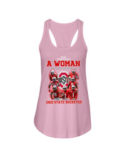 Load image into Gallery viewer, Woman Loves Ohio States Buckeyes American Football Ncaa 2019 T-Shirt Ladies Flowy Tank
