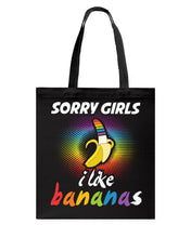Load image into Gallery viewer, Sorry Girrls I Like Bananas Funny Tee Gift Basketweave Tote Bag