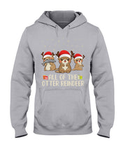 Load image into Gallery viewer, Merry Ottermas All Of The Otter Reindeer Black T-Shirt Hoodie