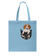 Load image into Gallery viewer, Beagle In The Pocket Funny T-Shirt Basketweave Tote Bag