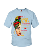 Load image into Gallery viewer, January Queen 3 Sides Horoscopes T-Shirt Youth Tee