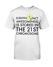 Load image into Gallery viewer, Scientist Fact Awesomeness Is Stored In The 21St Chromosome Guys Tee