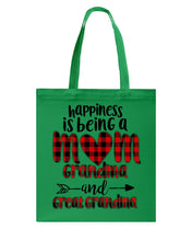 Load image into Gallery viewer, Happiness Is Being A Mom Grandma And Great Grandma Basketweave Tote Bag