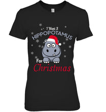 Load image into Gallery viewer, I Want A Hippopotamus For Christmas Shirt Ladies Tee