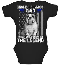 Load image into Gallery viewer, English Bulldog  - The Man - The Myth - The Legend Black T-Shirt Baby Onesie