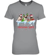 Load image into Gallery viewer, Pug Christmas Gift Black T-Shirt Ladies Tee