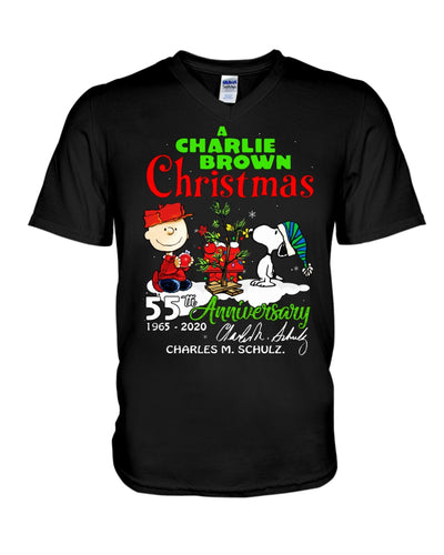 55Th Anniversary A Charlie Brown Christmas Black T-Shirt Guys V-Neck