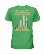 Load image into Gallery viewer, Lived By A Code Back Side T-Shirt Ladies Tee