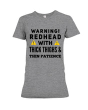 Load image into Gallery viewer, Warning Redhead With Thick Thighs Quote Mug Ladies Tee