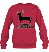 Load image into Gallery viewer, Dachshund Reindeer Through The Snow Christmas Gift Shirt Sweatshirt
