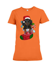 Load image into Gallery viewer, Dachshund In A Sock Christmas Cute Gift For Dachshunds Lovers Ladies Tee