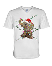 Load image into Gallery viewer, Elephant Color Light Christmas Gift Tee Guys V-Neck