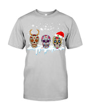 Load image into Gallery viewer, Merry Christmas Three Skulls Christmas T-Shirt Gift Guys Tee