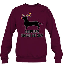 Load image into Gallery viewer, Dachshund Reindeer Through The Snow Christmas Gift Shirt Sweatshirt