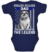 Load image into Gallery viewer, English Bulldog  - The Man - The Myth - The Legend Black T-Shirt Baby Onesie