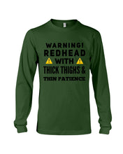 Load image into Gallery viewer, Warning Redhead With Thick Thighs Quote Mug Unisex Long Sleeve