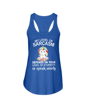 Load image into Gallery viewer, Unicorn Sarcasm Speak Wisely Funny Quote Ladies Flowy Tank