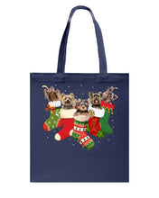 Load image into Gallery viewer, Yorkies In The Socks For Yorkie Lovers Christmas Gift Basketweave Tote Bag