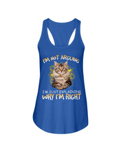 Load image into Gallery viewer, Cat Lovers T-Shirt Not Arguing Just Explaining Ladies Flowy Tank