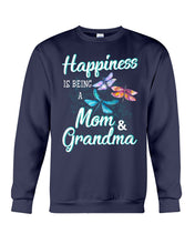 Load image into Gallery viewer, Happiness Is Being A Mom &amp; Grandma Black T-Shirt Sweatshirt