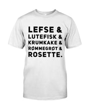 Load image into Gallery viewer, Lefse Lutefisk Krumkake Quote T-Shirt Gift Guys V-Neck