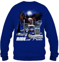 Load image into Gallery viewer, Ride With Pride Wolf Truck Black T-Shirt Sweatshirt