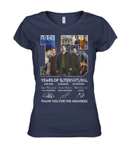 Load image into Gallery viewer, Supernatural 15 Years Anniversary Gift For Fan Black T-Shirt Ladies V-Neck