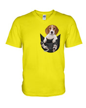 Load image into Gallery viewer, Beagle In The Pocket Funny T-Shirt Guys V-Neck