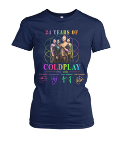 24 Years Of Coldplay Black T-Shirt Ladies Tee