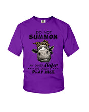 Load image into Gallery viewer, My Inner Heifer Doesn&#39;t Play Nice Funny Quote T-Shirt Youth Tee