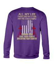 Load image into Gallery viewer, Lived By A Code Back Side T-Shirt Sweatshirt