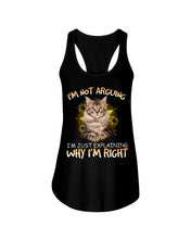 Load image into Gallery viewer, Cat Lovers T-Shirt Not Arguing Just Explaining Ladies Flowy Tank