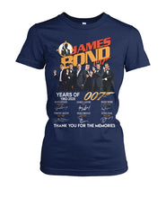 Load image into Gallery viewer, James Bond Anniversary Autograph 1962-2020 T-Shirt Ladies Tee