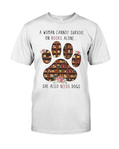 A Woman Cannot Survive On Books Alone T-Shirt Guys V-Neck