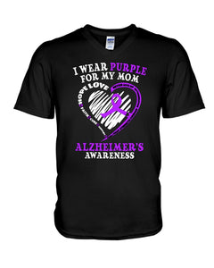 Alzheimer Awareness Daughter For Mom T-Shirt Guys V-Neck