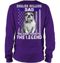 Load image into Gallery viewer, English Bulldog  - The Man - The Myth - The Legend Black T-Shirt Unisex Long Sleeve