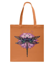 Load image into Gallery viewer, Let It Be Dragonfly Lotus Basketweave Tote Bag