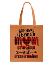 Load image into Gallery viewer, Happiness Is Being A Mom Grandma And Great Grandma Basketweave Tote Bag