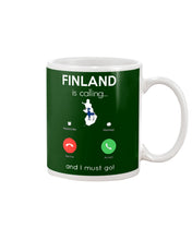 Load image into Gallery viewer, Finland Is Calling Funny Elf Christmas T-Shirt Mug