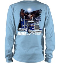 Load image into Gallery viewer, Ride With Pride Wolf Truck Black T-Shirt Unisex Long Sleeve