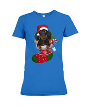 Load image into Gallery viewer, Dachshund In A Sock Christmas Cute Gift For Dachshunds Lovers Ladies Tee