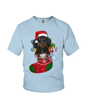 Load image into Gallery viewer, Dachshund In A Sock Christmas Cute Gift For Dachshunds Lovers Youth Tee