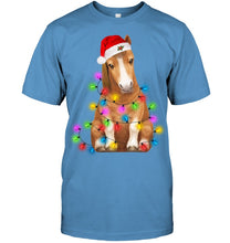 Load image into Gallery viewer, Horse Lights Christmas Gift Guys Tee