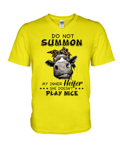 My Inner Heifer Doesn't Play Nice Funny Quote T-Shirt Guys V-Neck