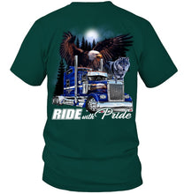 Load image into Gallery viewer, Ride With Pride Wolf Truck Black T-Shirt Guys Tee