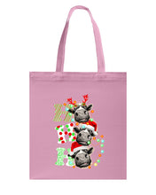 Load image into Gallery viewer, Funny Cows Ho Ho Ho Christmas Gift For Cow Lovers Basketweave Tote Bag
