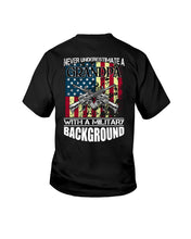 Load image into Gallery viewer, Never Underestimate A Grandpa Black T-Shirt Youth Tee