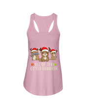 Load image into Gallery viewer, Merry Ottermas All Of The Otter Reindeer Black T-Shirt Ladies Flowy Tank